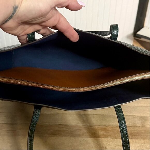 Tory Burch Perry Deep Kelp Leather Tote Triple Compartment Bag Handbag Green NEW - Picture 6 of 9